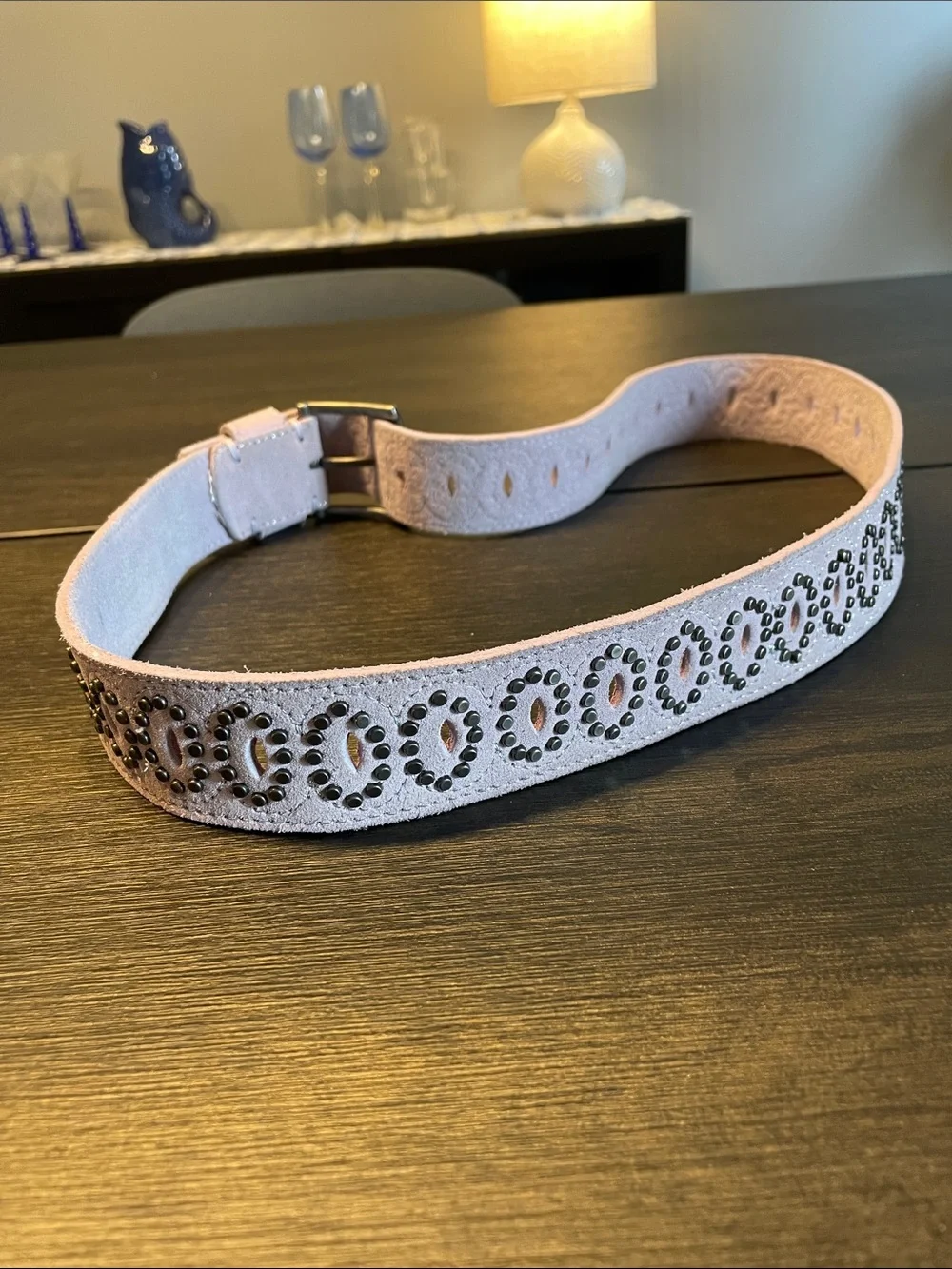 Women's Studded Suede Belt - Pink